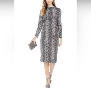 INC International Concepts Snake Embossed Sheath Midi Dress